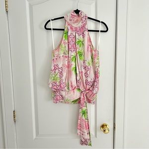Vintage Pink and Green Lilly Pulitzer Blouse / Size 2